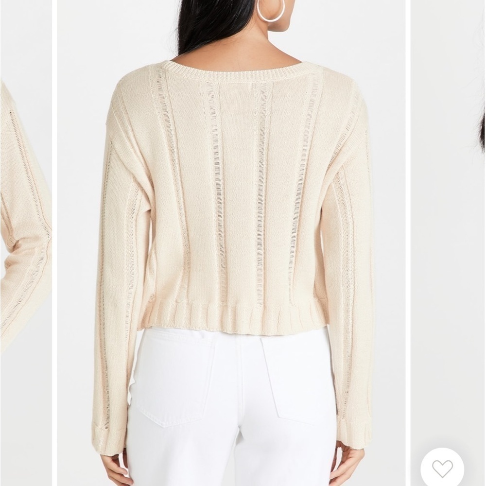 NWT 525 Cotton Novelty Rib Crew Neck Sweater Knit Cream Size S / XS​​​​​​​ - Picture 3 of 7
